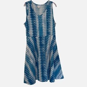 LuLaRoe 3X Nicki Sleeveless Dress Blue Tie Dye Pockets